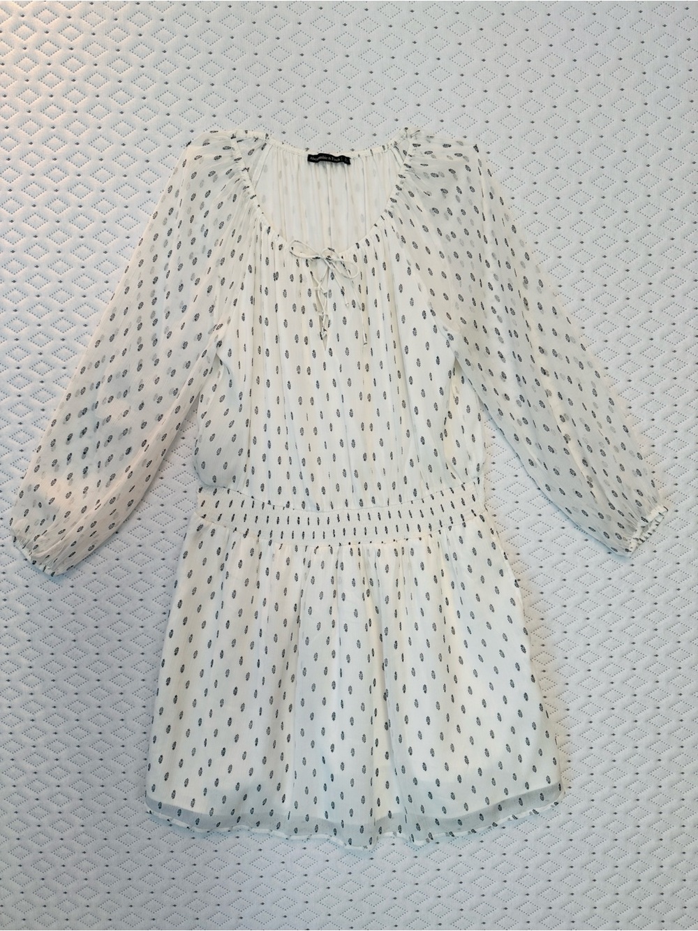 Light Cream Printed Abercrombie and Fitch Peasant Dress